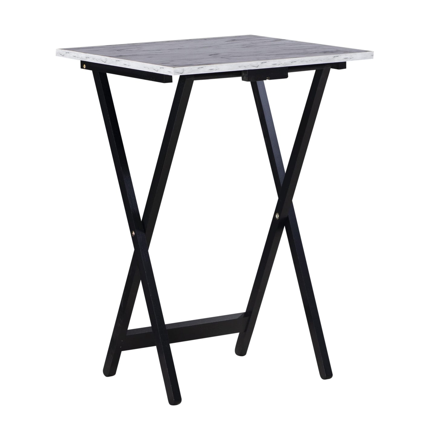 Linon Tray Table Set, 15.75"D x 18.9"W x 26.38"H, White