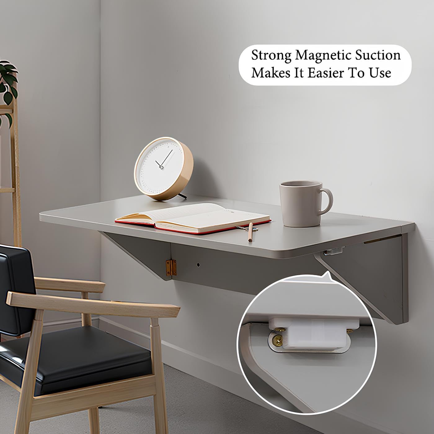 GBRMZOP Folding Table, Wall Desk, Wall Mounted Folding Table, Floating Laptop Desk, Functional Hanging Desk, Murphy Desk Foldable with One Click, for Dining, Room,Laundry Room Study, Kitchen(Wood co