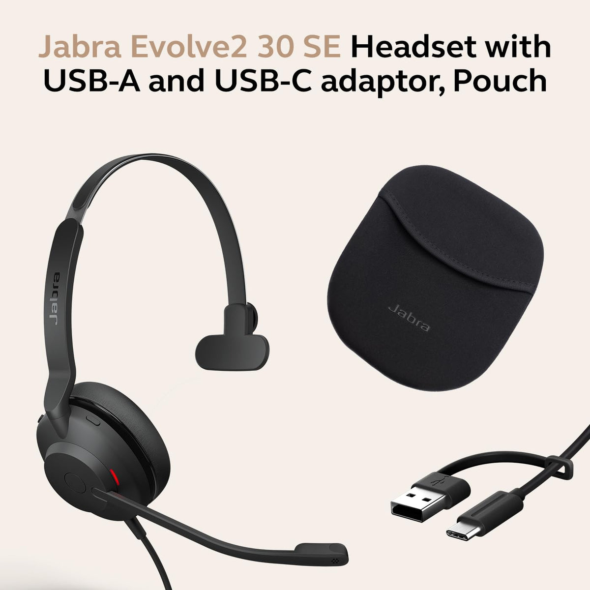Jabra Evolve2 30 SE (2025 Version) Wired Dual-Ear Headset with Microphone for Work – Computer Headset - New USB-A and USB-C Cable - Goes with All Online Meeting Platforms - Black