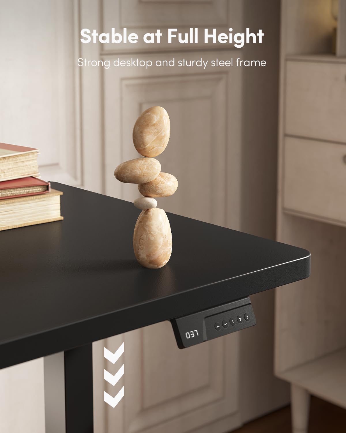 FEZIBO One-Piece Standing Desk, 48"x24" Seamless Tabletop Electric Height Adjustable for Home Office, Study Rooms & Multi-Device Workstations, Black