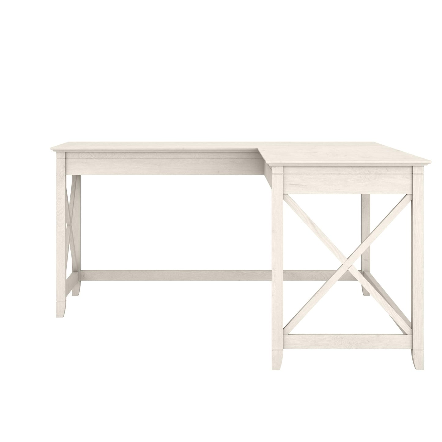 Bush Home Key West 60W Modern Farmhouse L Shaped Desk in Linen White Oak, 60-Inch Corner Computer Table for Home Office Workspace
