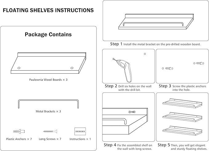 RYOFOBETTO Floating Shelves for Wall Decor, Living Room, Picture Frames