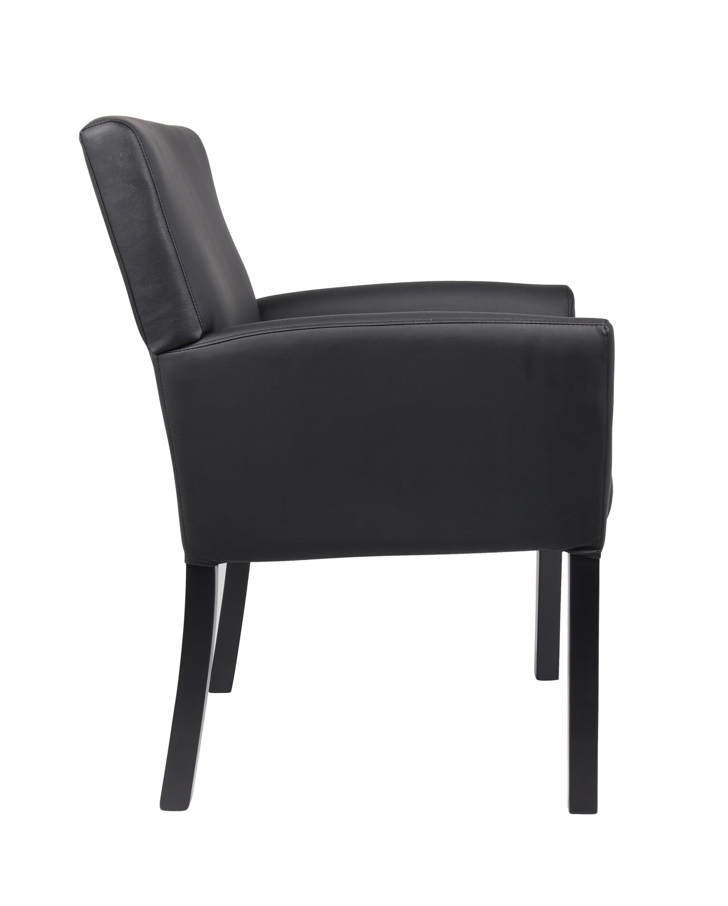Boss Office Products Executive Box Arm Chair with Mahogany Finish in Black, 25.5" D x 24.5" W x 35.5" H