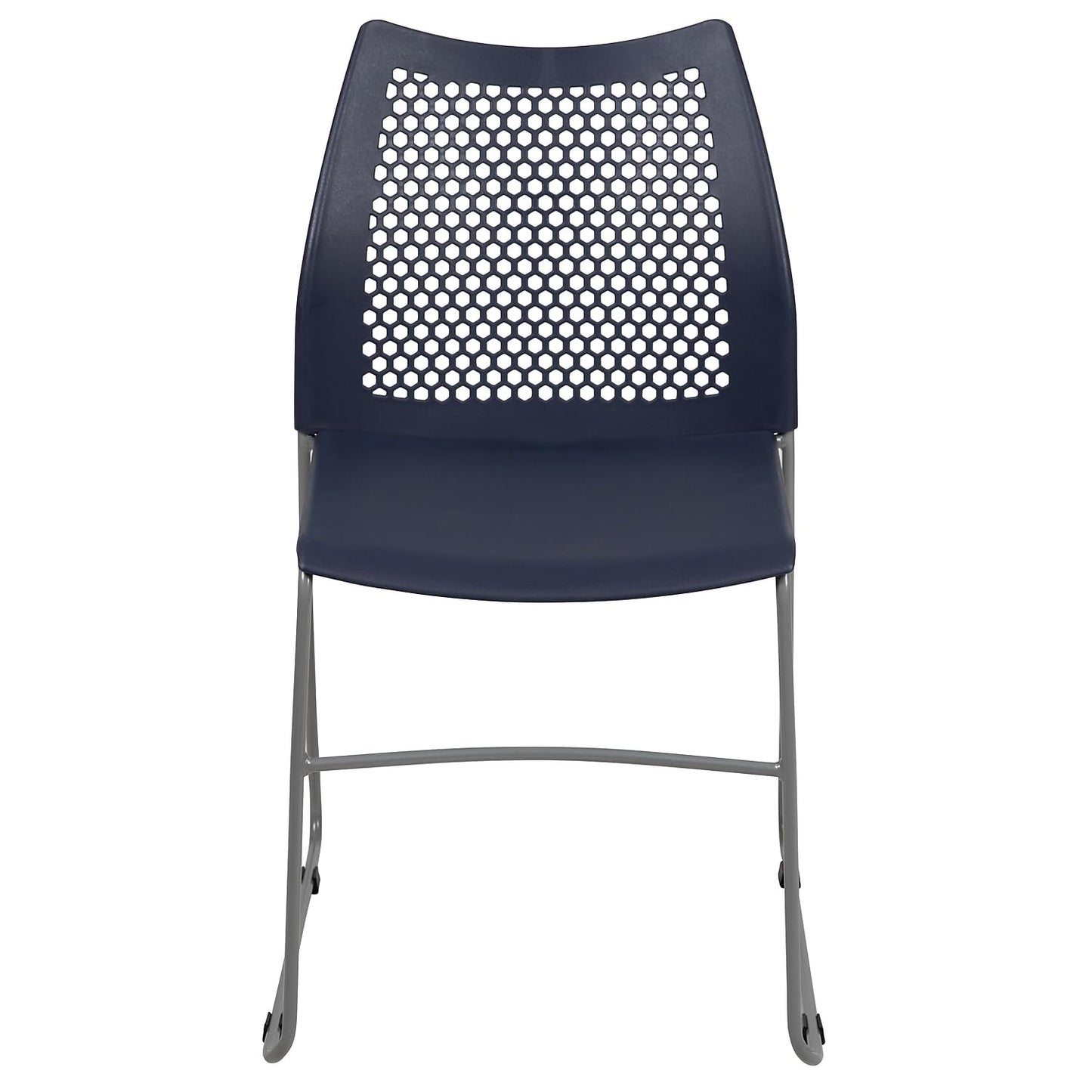 Flash Furniture Hercules Series Contoured Lobby Chairs with Air-Vent Honeycomb Backs, Ergonomic Stacking Chairs for Offices, Set of 5, Navy