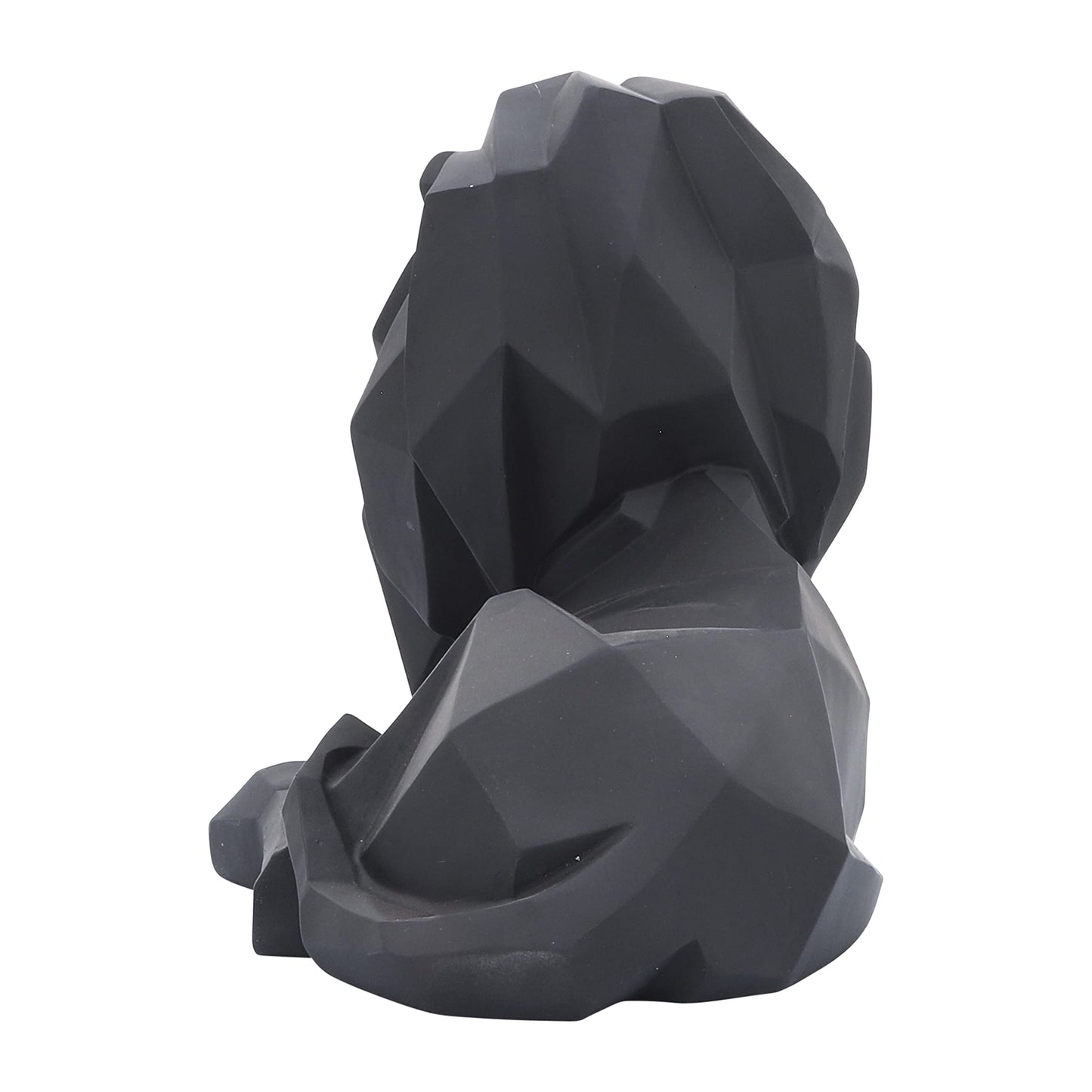Sagebrook Home Modern Geometric Lion Figurine - Minimalist Polyresin Sculpture - Elegant Home Decor for Office, Living Room, Bedroom - 8" Black