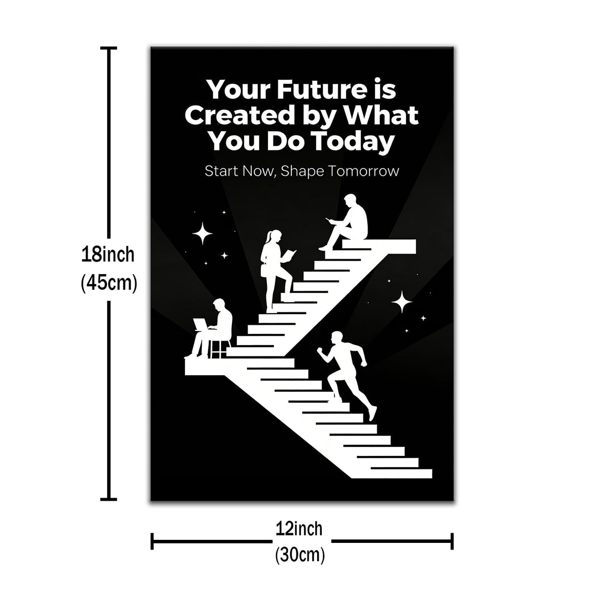 PSYYSP Motivational Wall Art Inspirational Quotes Office Decor Your Future Is Created By What You Do Today Canvas Print Framed Success Poster For Study Room Gym Entrepreneurs Small 12x18 Inch