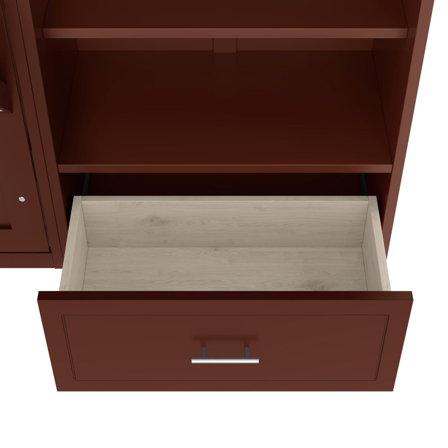 HECATEVIC Queen Size Murphy Bed with Storage, Space-Saving Wall Bed Cabinet with Adjustable Shelves, Foldable Bed Frame with Drawers, Walnut