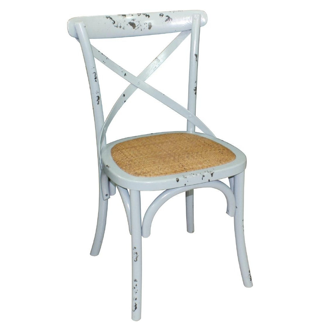 2x Bolero Blue Wooden Dining Chairs with Backrest 470mm Hotels Restaurants Cafe