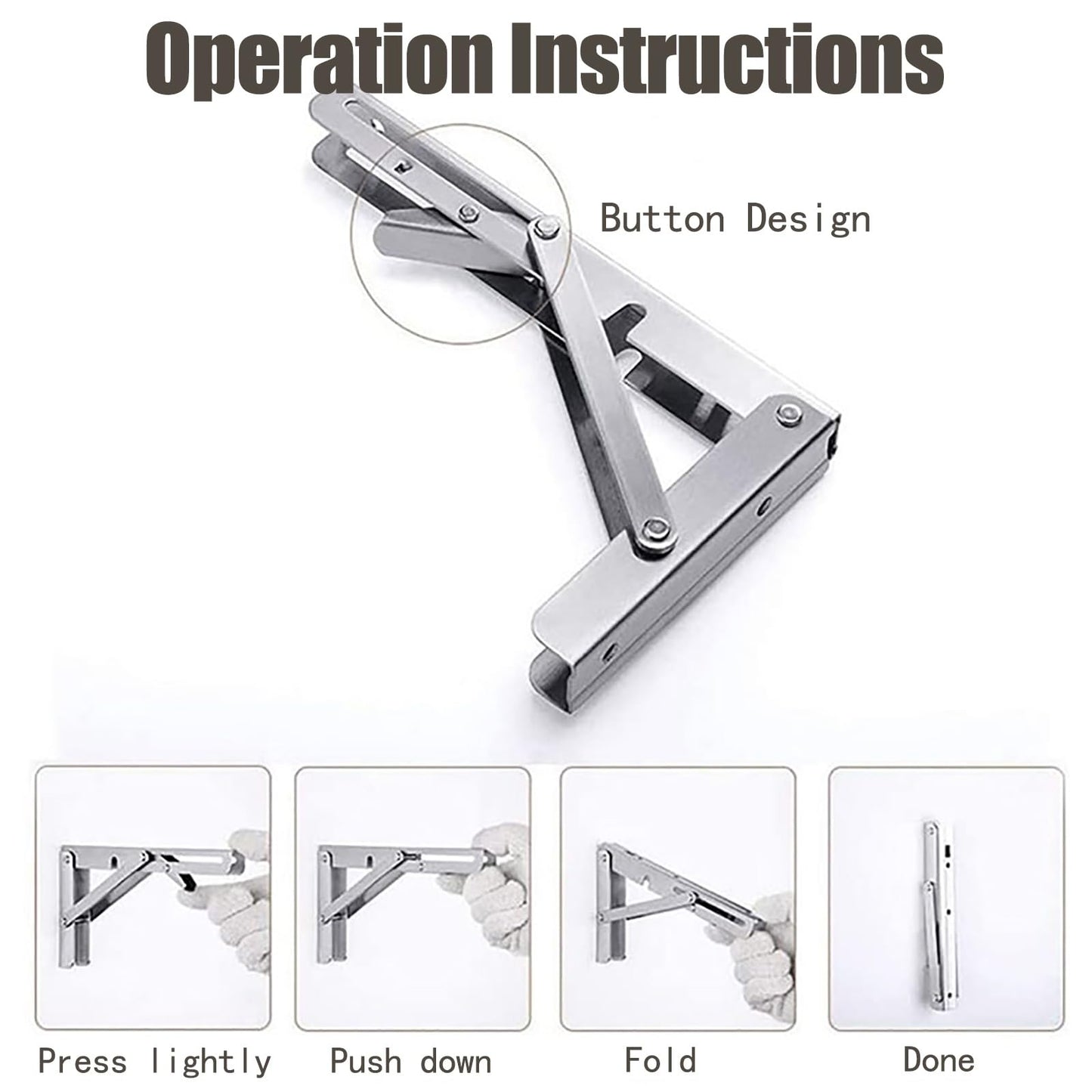 Stainless Steel Wall Mounted Desk - Commercial Folding Concession Shelf, Space-Saving Floating Table for Offices, Bedrooms, Study Rooms, Restaurants (50"x30")