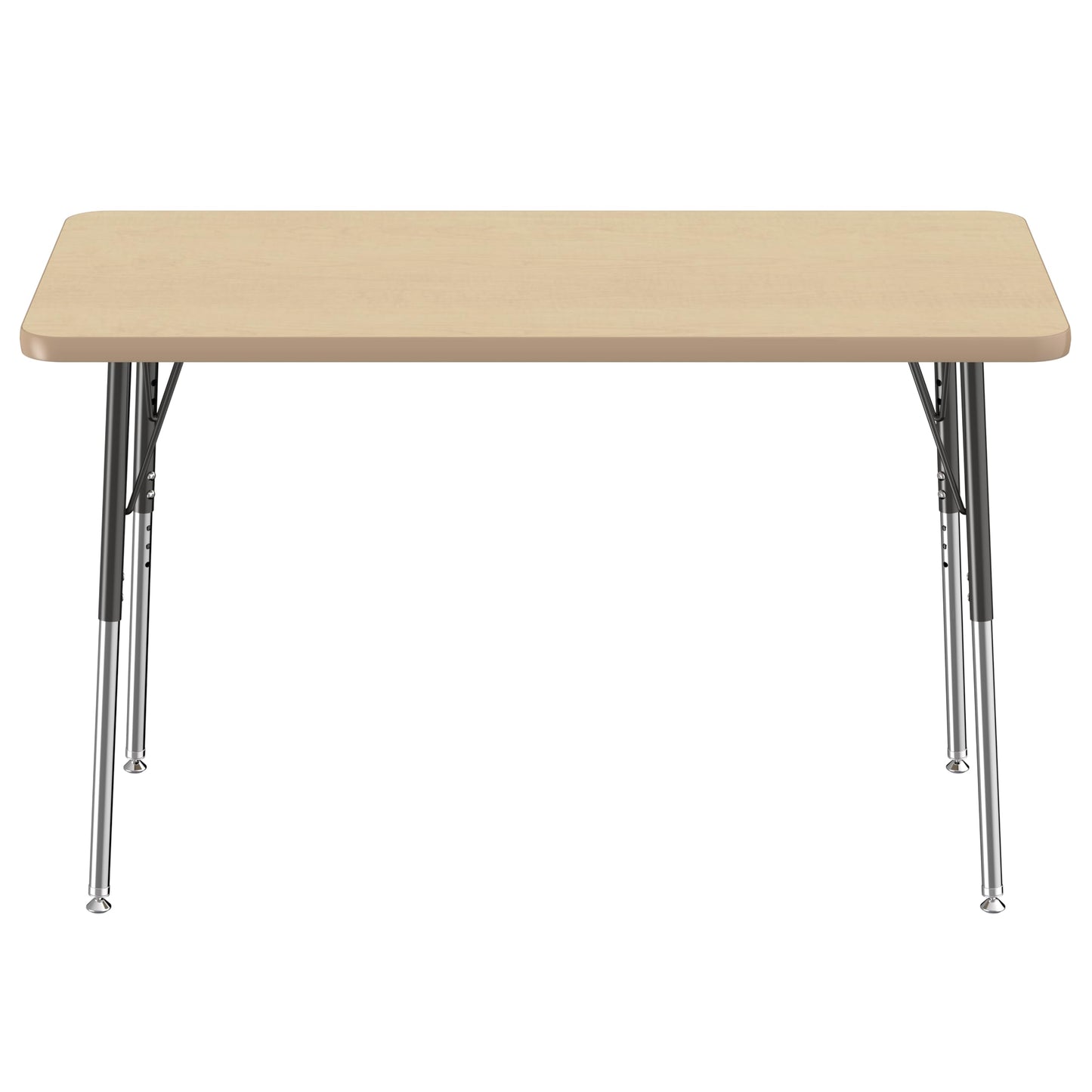 FDP Rectangle Activity School and Office Table (24 x 48 inch), Standard Legs with Swivel Glides, Adjustable Height 19-30 inches - Maple Top and Maple Edge