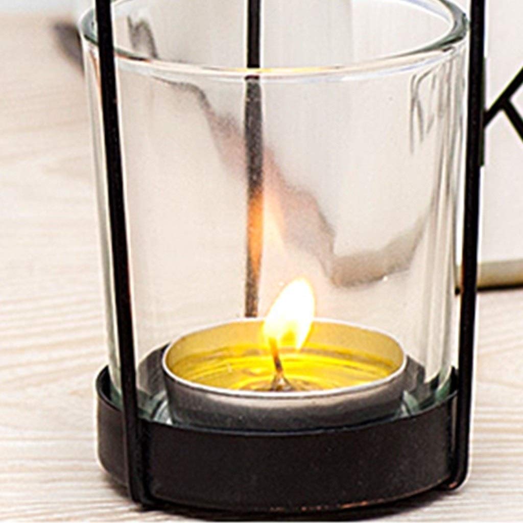 XILIN-1987 Candle Holderss Wrought Iron Glass Candlestick Creative Romantic Home Decoration Candle Holder Decorative Candlestick (Size : A)