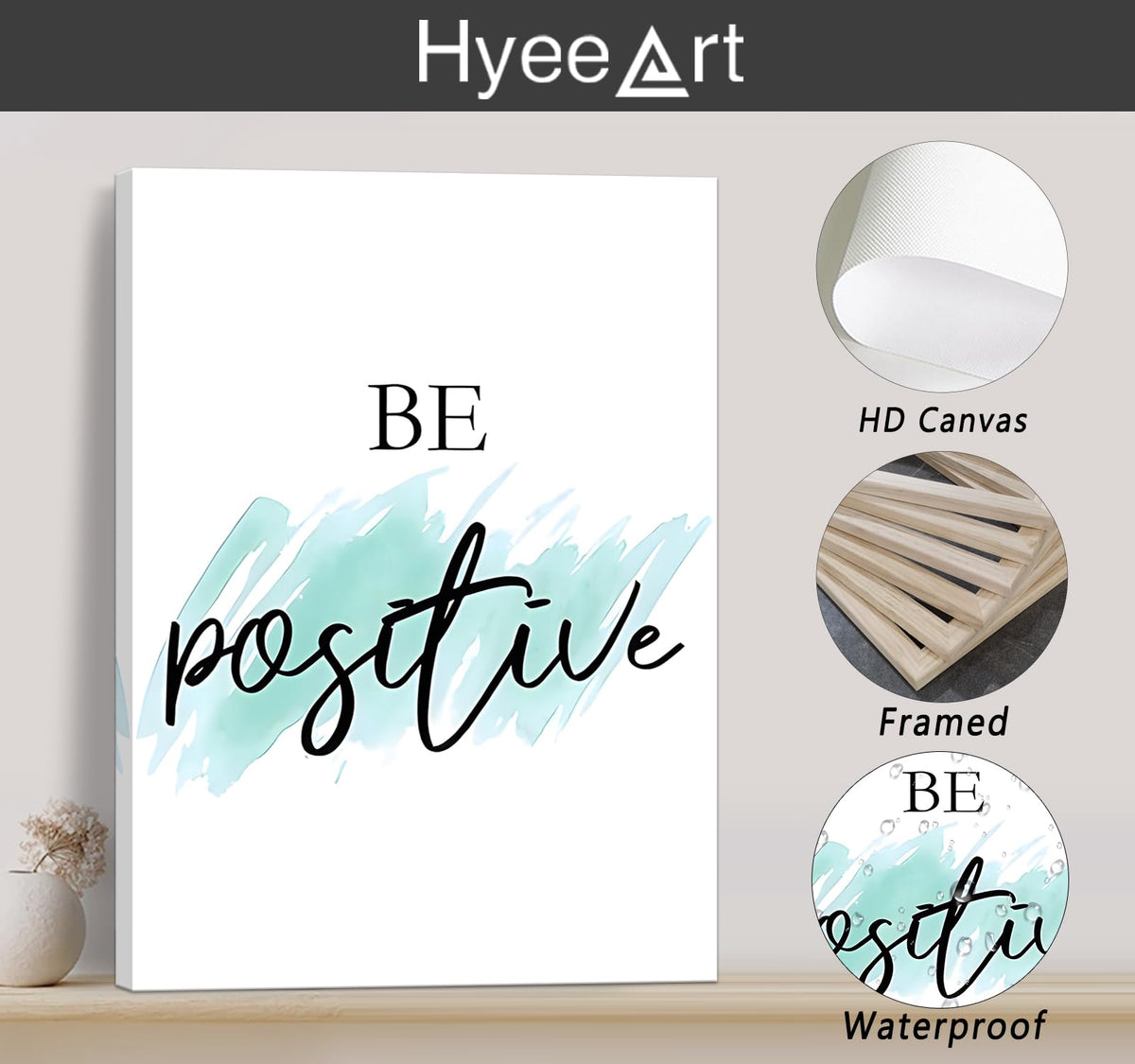 Framed Canvas Wall Art Set of 6 for Bedroom Living Room Wall Decor, Motivational Wall Decor Inspirational Office Wall Art Quotes for Living Room, 8x10 Inch