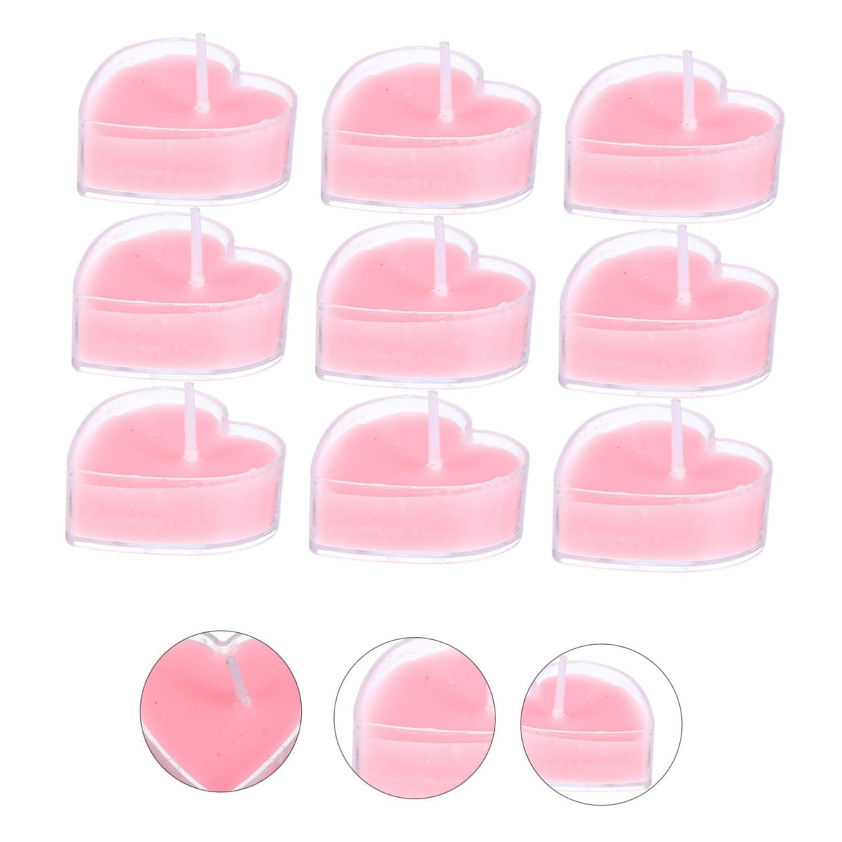 Anneome 9Pcs Heart Shaped Scented Candles Pink Rose Eco Friendly Tea Light Candles for Home Wedding Romantic Decoration Safe No Smoke