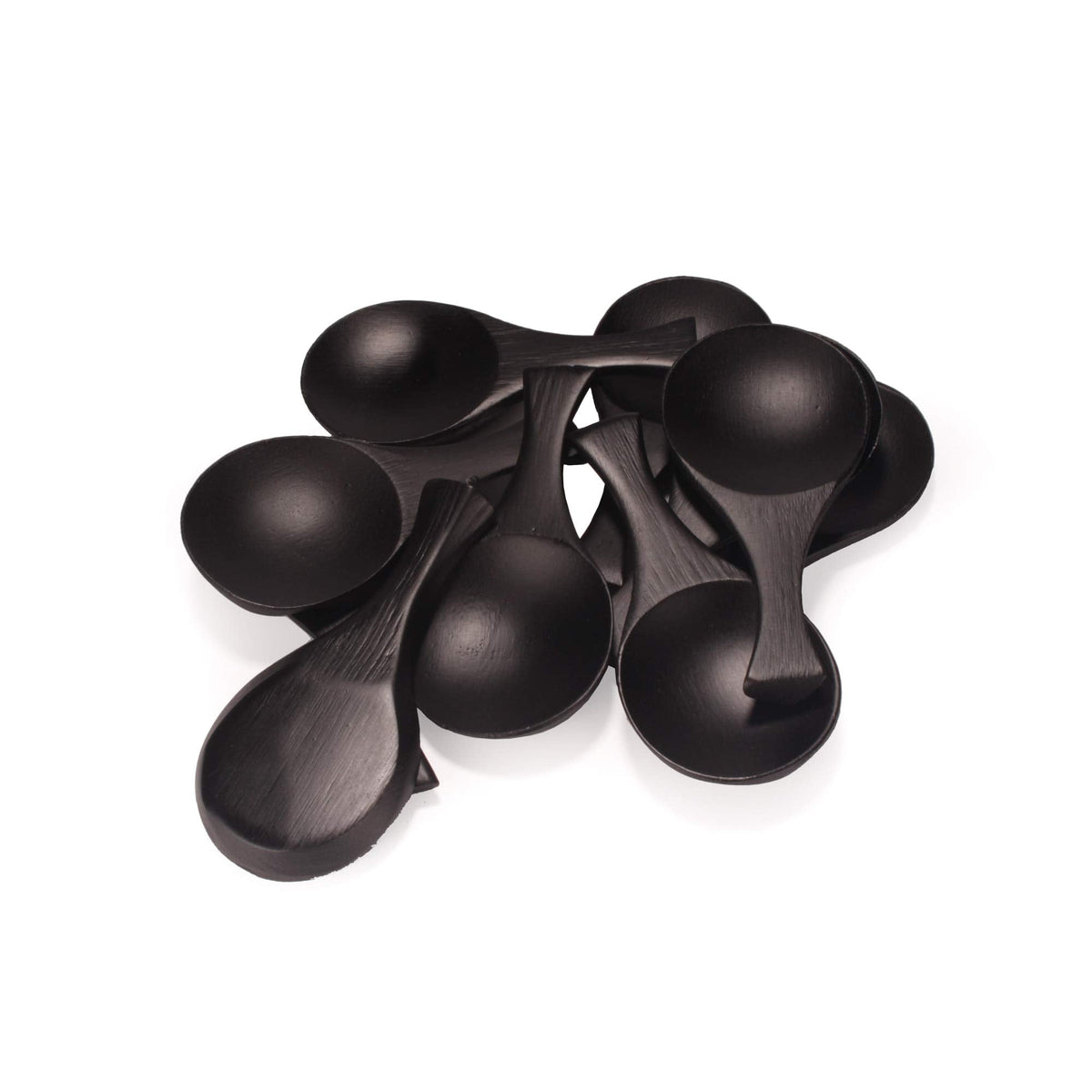 BambooMN - 3.5" Small Solid Bamboo Round Scoop - Black - 100pcs