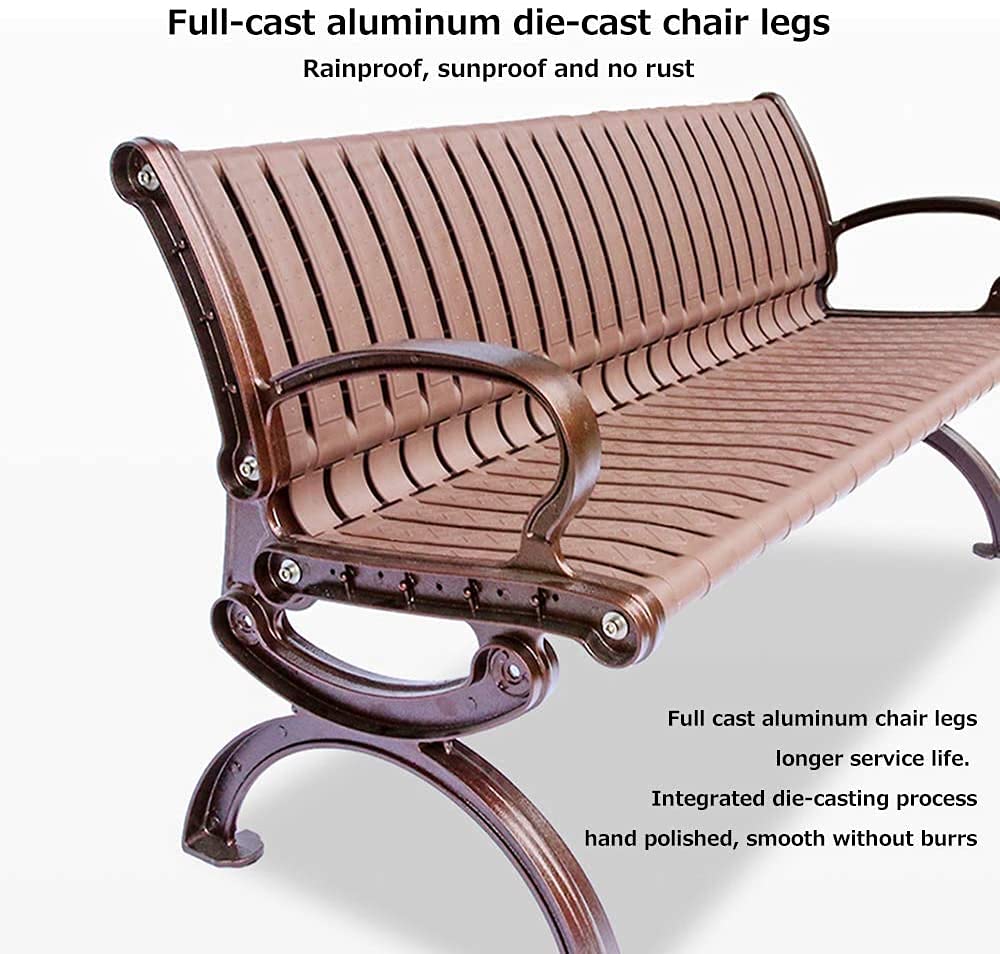Park Garden Terrace Bench Outdoor Bench, Weatherproof Patio Bench with Cast Iron Frame and PVC Plastic, Porch Lawn Decor (Size : 120CM) ()