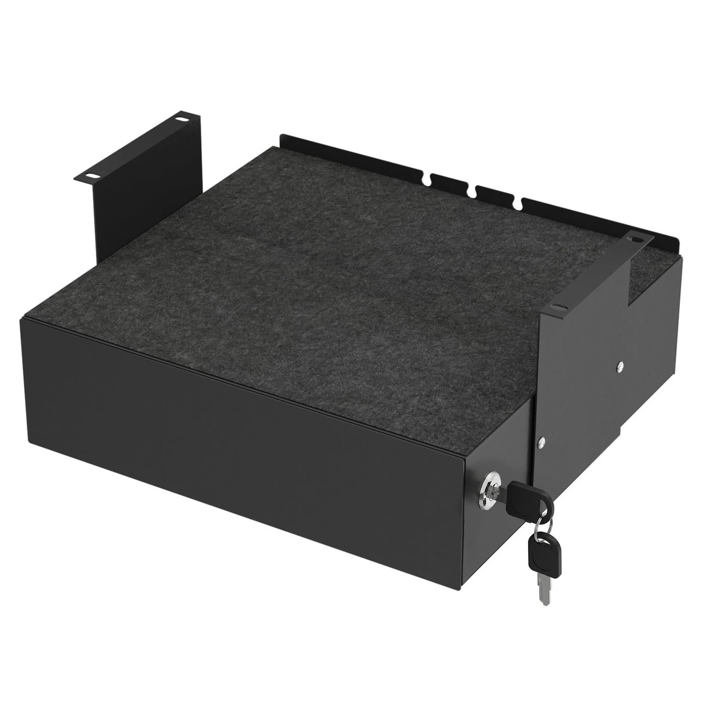 ERGO COLLECT Under Desk Lockable Drawer, Slide-Out Storage Organizer with Full Extension Ball-Bearing Slides, Carbon Steel Undermount Drawer for Home Office Standing Desk, Black, 13.8 Inch