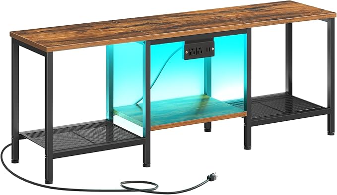 HOOBRO TV Stand with Charging Station to 55 Inches, LED Entertainment Center