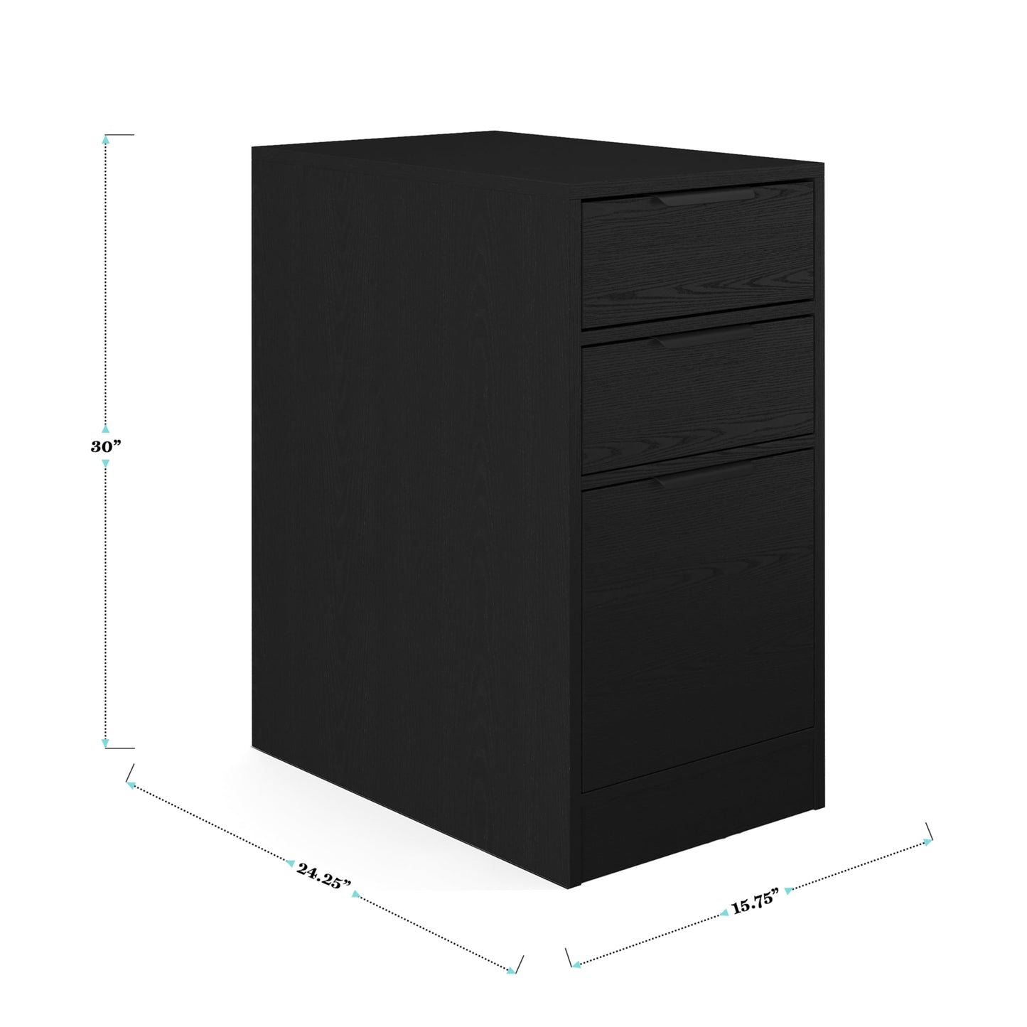 Martha Stewart Kayden Home Office Modular Desk with Drawer and Dual 3 Drawer File Cabinets in Black with Oil Rubbed Bronze Hardware