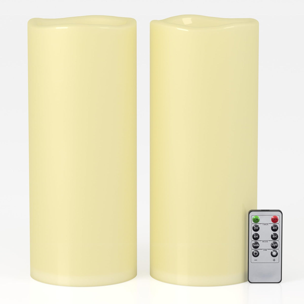 Lumeavetra 5" x 12" Large Waterproof Outdoor Flameless Candles Battery Operated LED Pillar Candles for Indoor Outdoor Lanterns, Ivory, Long Lasting, Set of 2