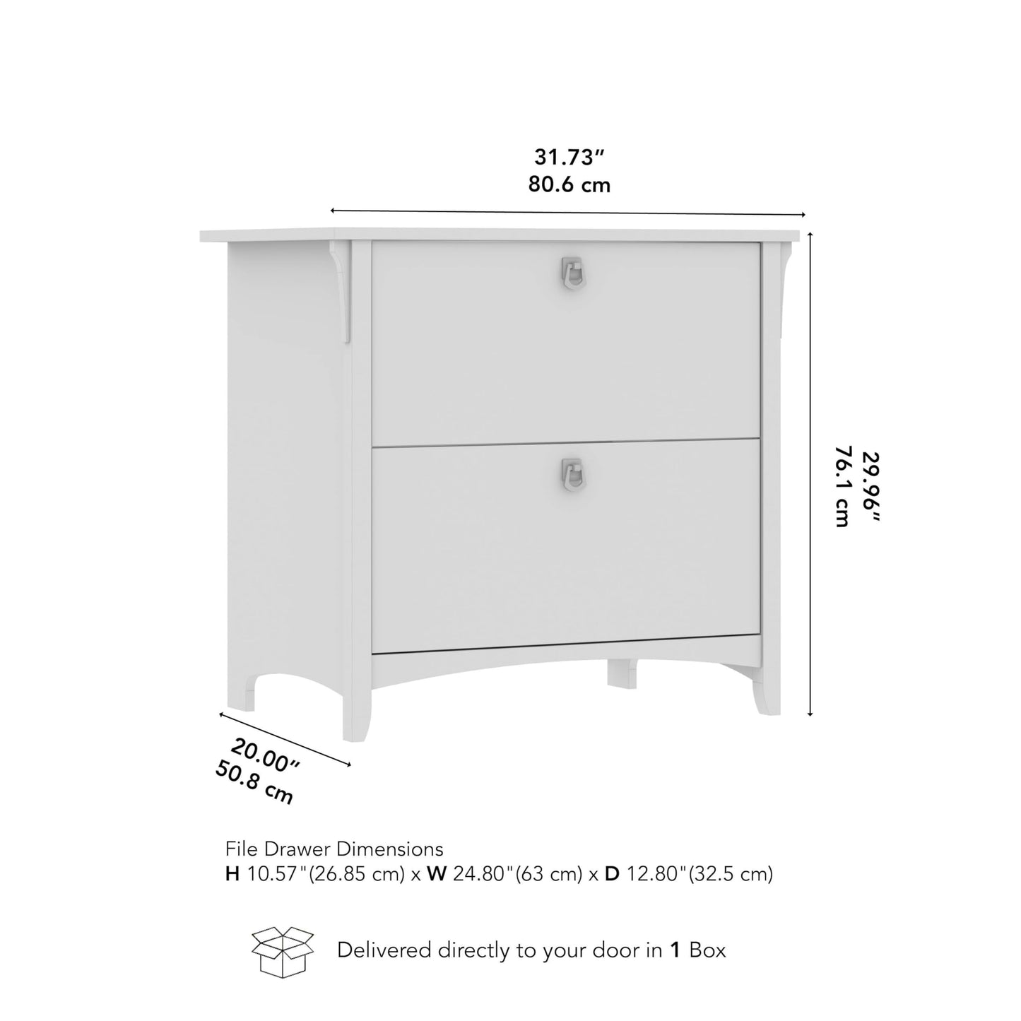 Bush Home Salinas 2 Drawer Lateral File Cabinet in Antique White, Home Office Storage Solution, Organizer with Drawers for Workspace, Filing Unit