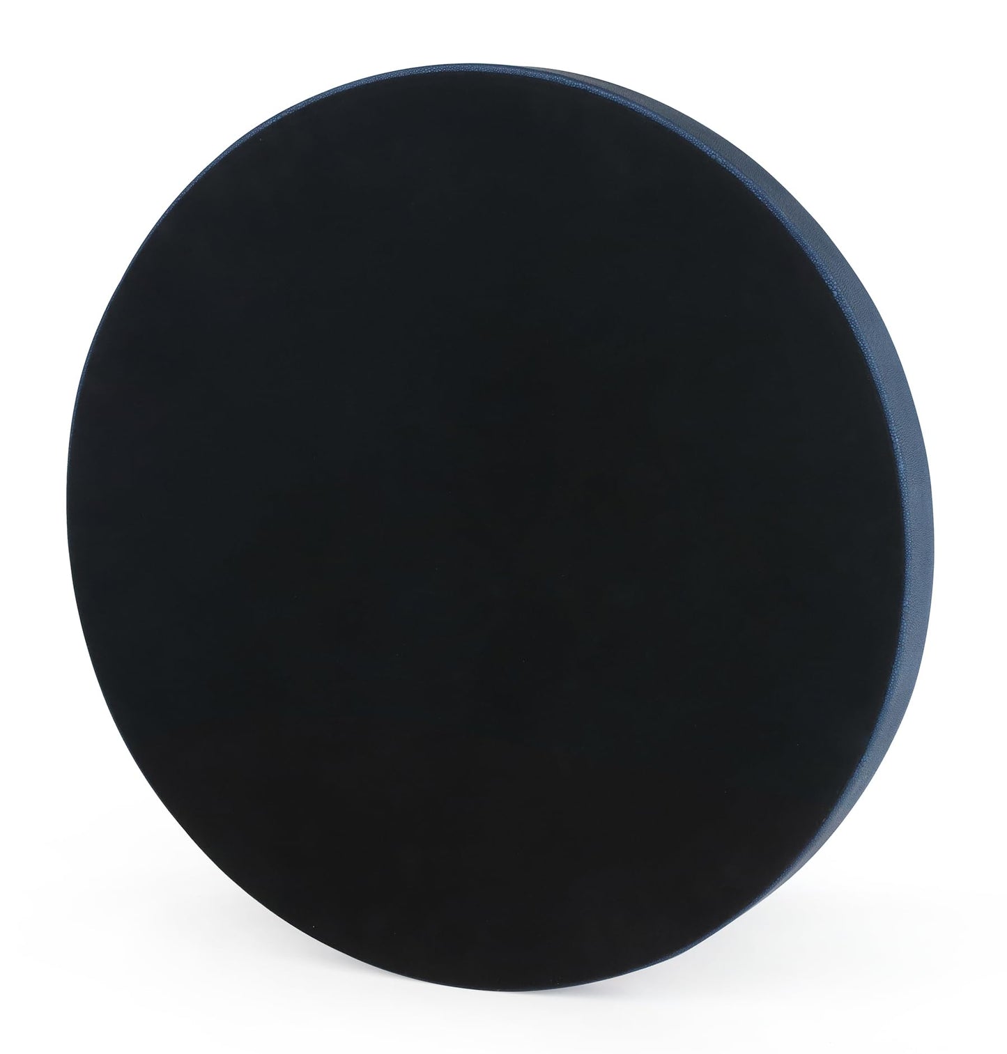 HofferRuffer Large Round Serving Tray 24'', Elegant Faux Leather Circle Ottoman Table Tray, Serve Tea Coffee Breakfast in Bedroom Living Room Kitchen (Blue)