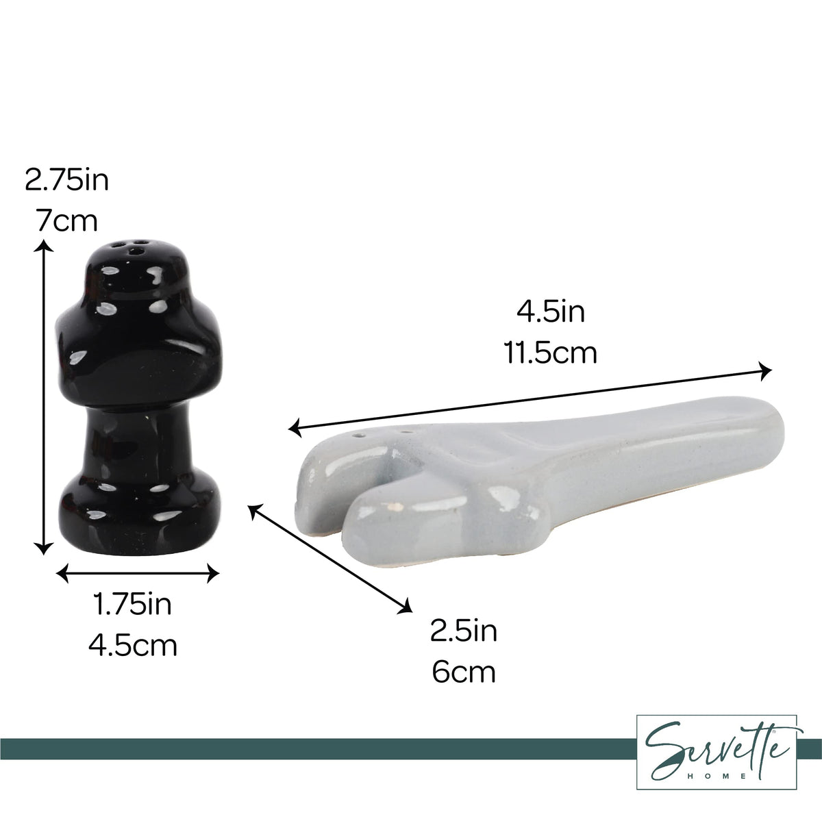 Servette Home Construction Theme Salt and Pepper Shakers for Collectors Kitchen Decor (White & Black)