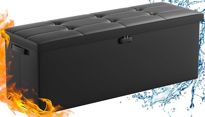 ENGPOW Storage Ottoman, Fireproof Folding Bench