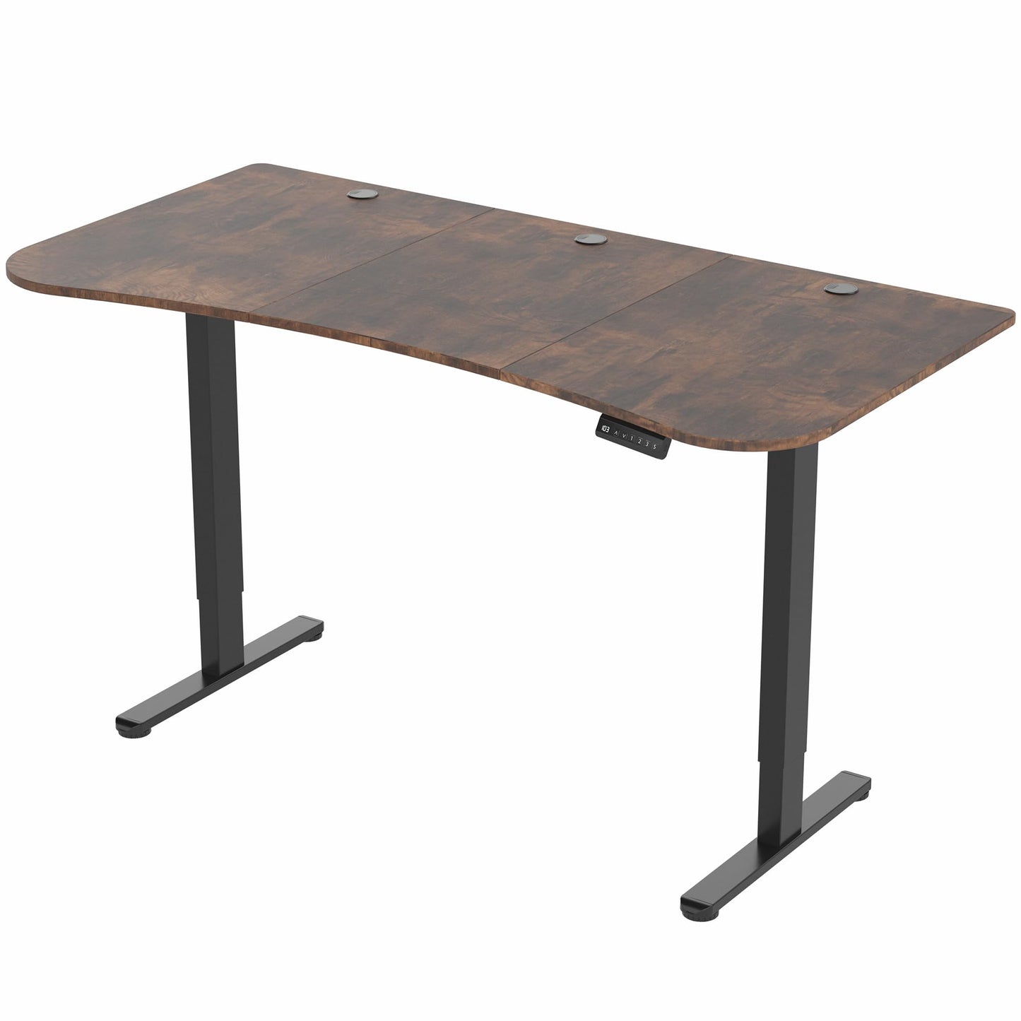 VIVO Electric 63 x 32 in Rustic Dual Motor Standing Desk, Memory Height Adjustment, E2B Series, Vintage Brown Top Black Frame, DESK-KIT-E2B1N