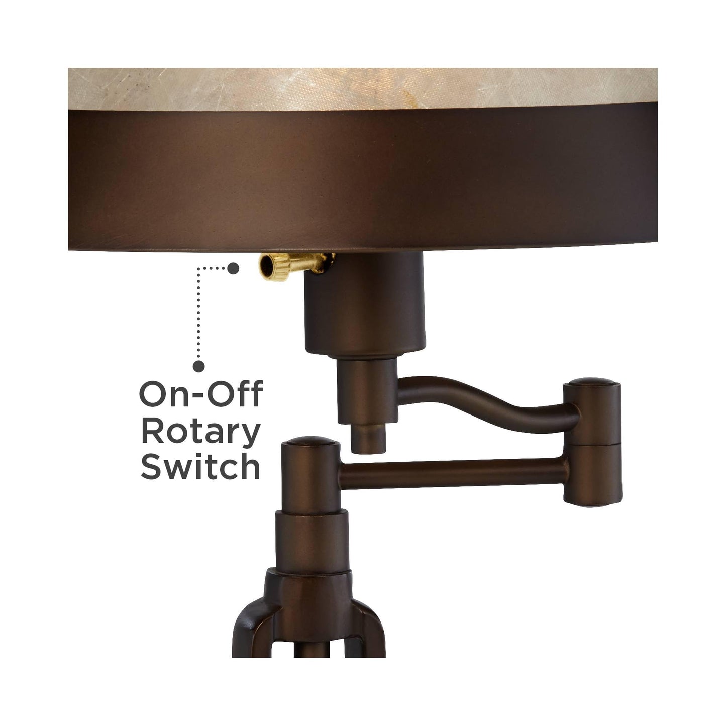 Franklin Iron Works Samuel 21 1/4" High Rustic Swing Arm Accent Table Lamp with USB Ports A+C Charging Bronze Natural Mica Shade for Living Room Bedroom House Bedside Nightstand Home Office Family