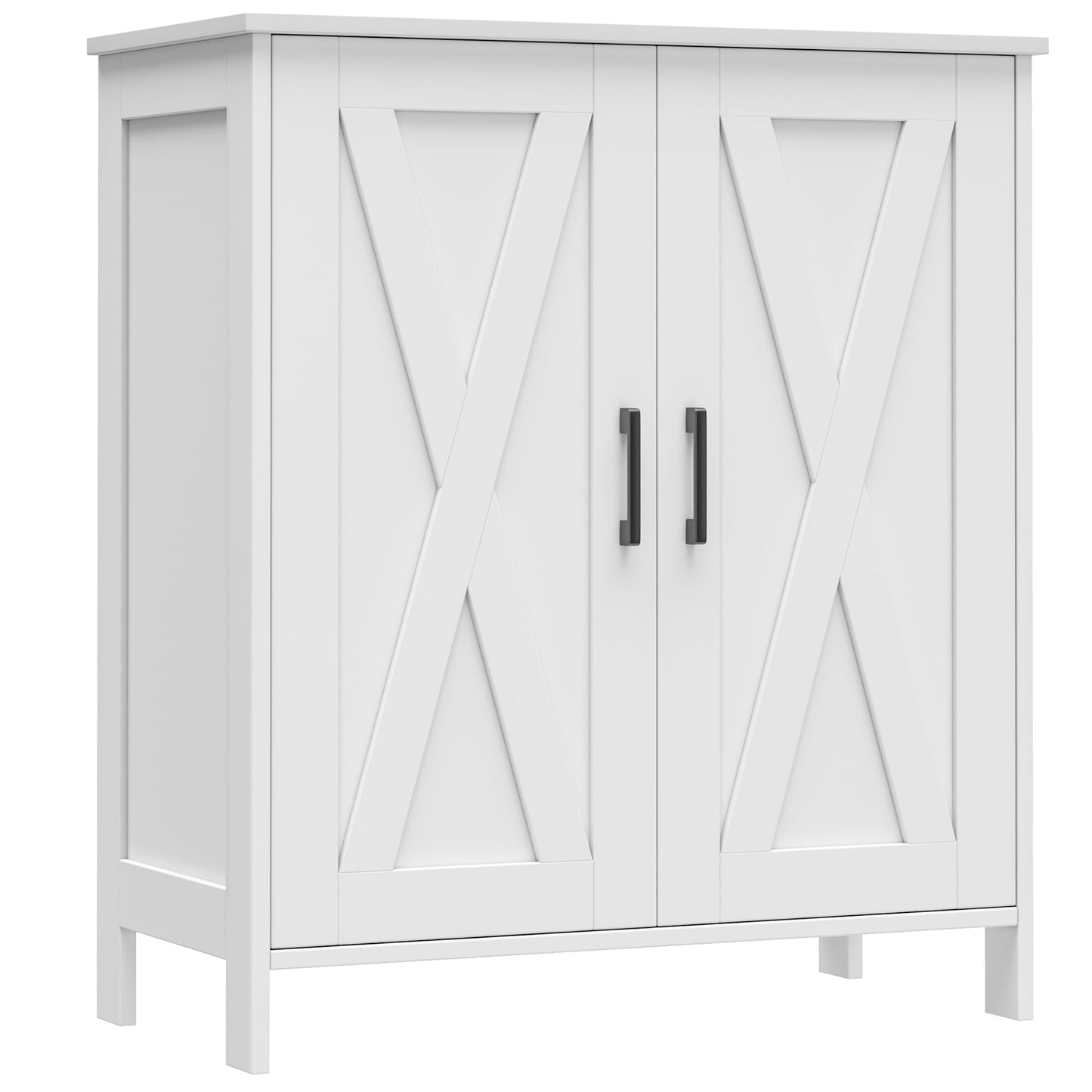 Homleke Farmhouse Shoe Cabinet with 2 Barn Doors & Wood Legs, 5-Tier Shoe Storage Cabinet with 3 Adjustable Shelves, Tall Shoe Rack Organizer for Closet, Shoe Organizer for Entryway, Hallway, White