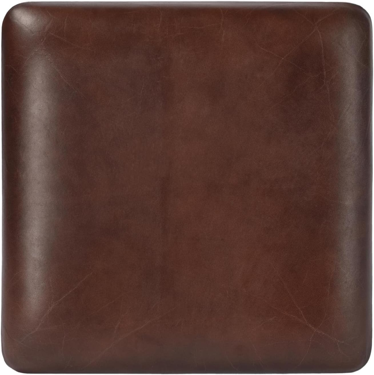 NauticalMart Wooden Square Ottoman Side Table Midway Aviator Leather Stool