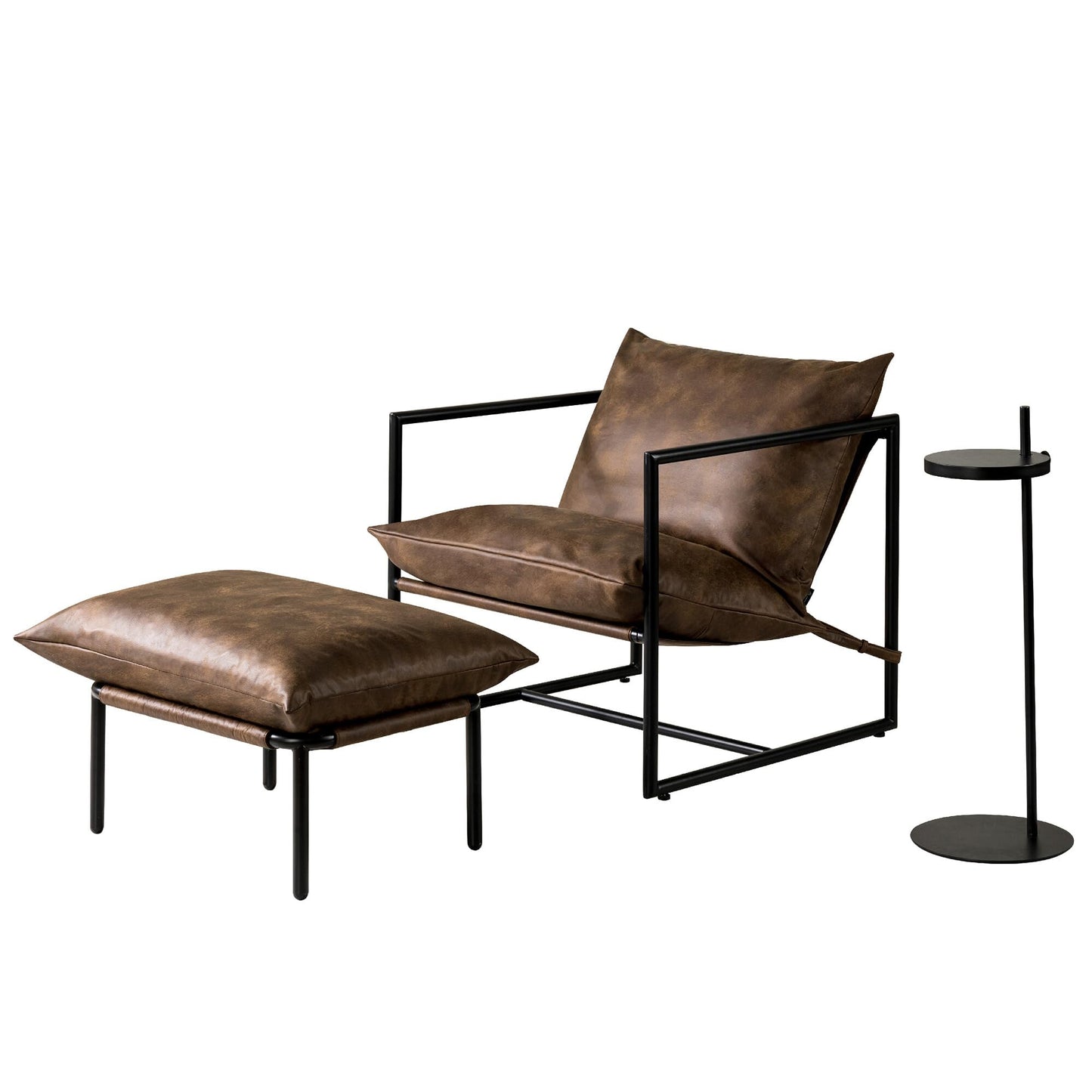Zinus Aidan Decorative Chair with Sling, Metal Frame Armchair with Shredded Foam Cushions, Easy Tool-Free Assembly, Chair in a Box, Cocoa