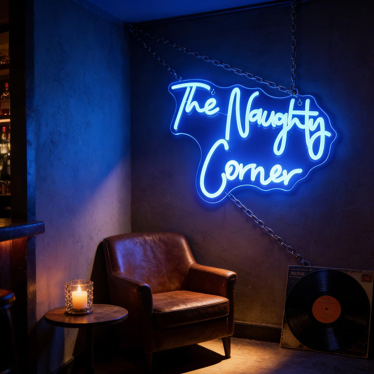 QiaoFei LED "The Naughty Corner" Neon Sign Word/Letters USB Powered Neon Lights for Girls Room Home Bar Art Wall Decor Party Window Living Room Decor Birthday Christmas' Gift(Blue)