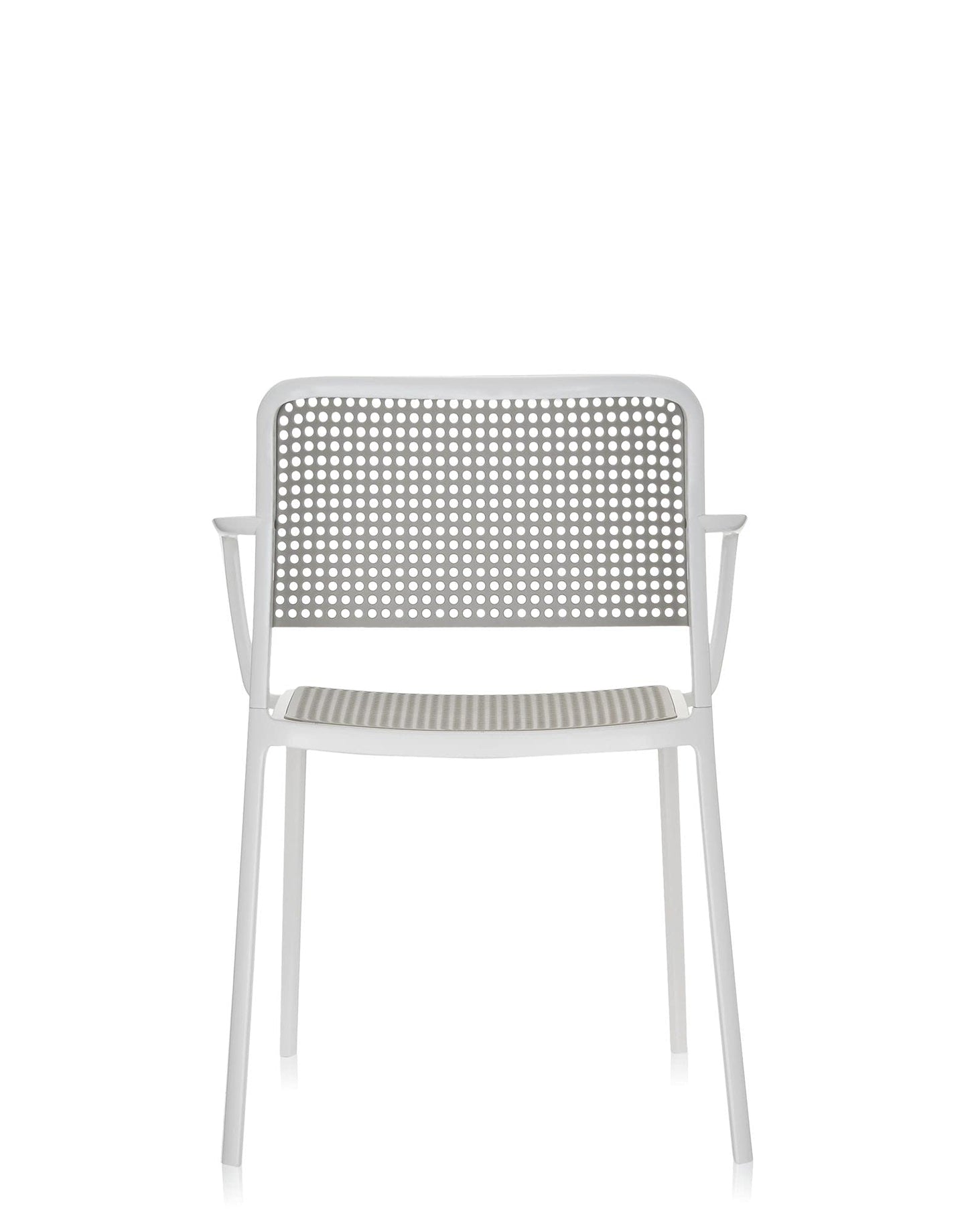Kartell 5876/B3 Audrey Chair by Piero Lissoni, Pack of 2, Pained Aluminum White/Light Grey