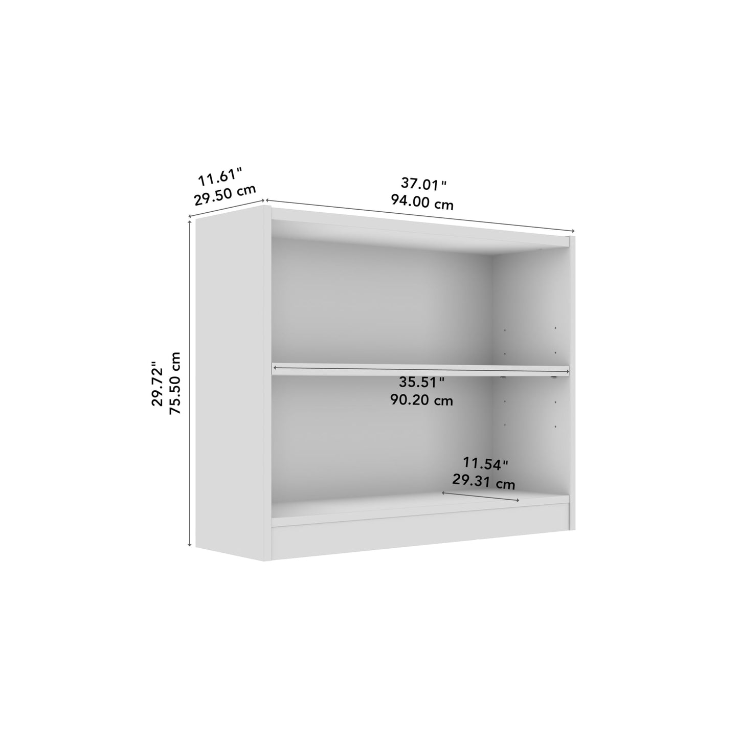 Bush Home Small 2 Shelf Bookcase, 2 Tier Bookshelf Storage Cabinet with Adjustable Shelf for Living Room, Bedroom or Home Office, Universal Collection, Natural Elm