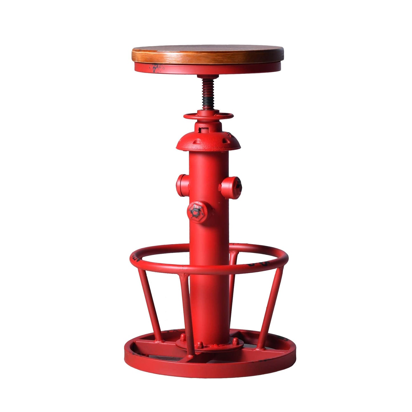 Topower Antique Industrial Round Bottom Adjustable Height Cafe Coffee Retro Vintage Stylish Water Pipe Design Pub Kitchen Bar Stool Antique Red