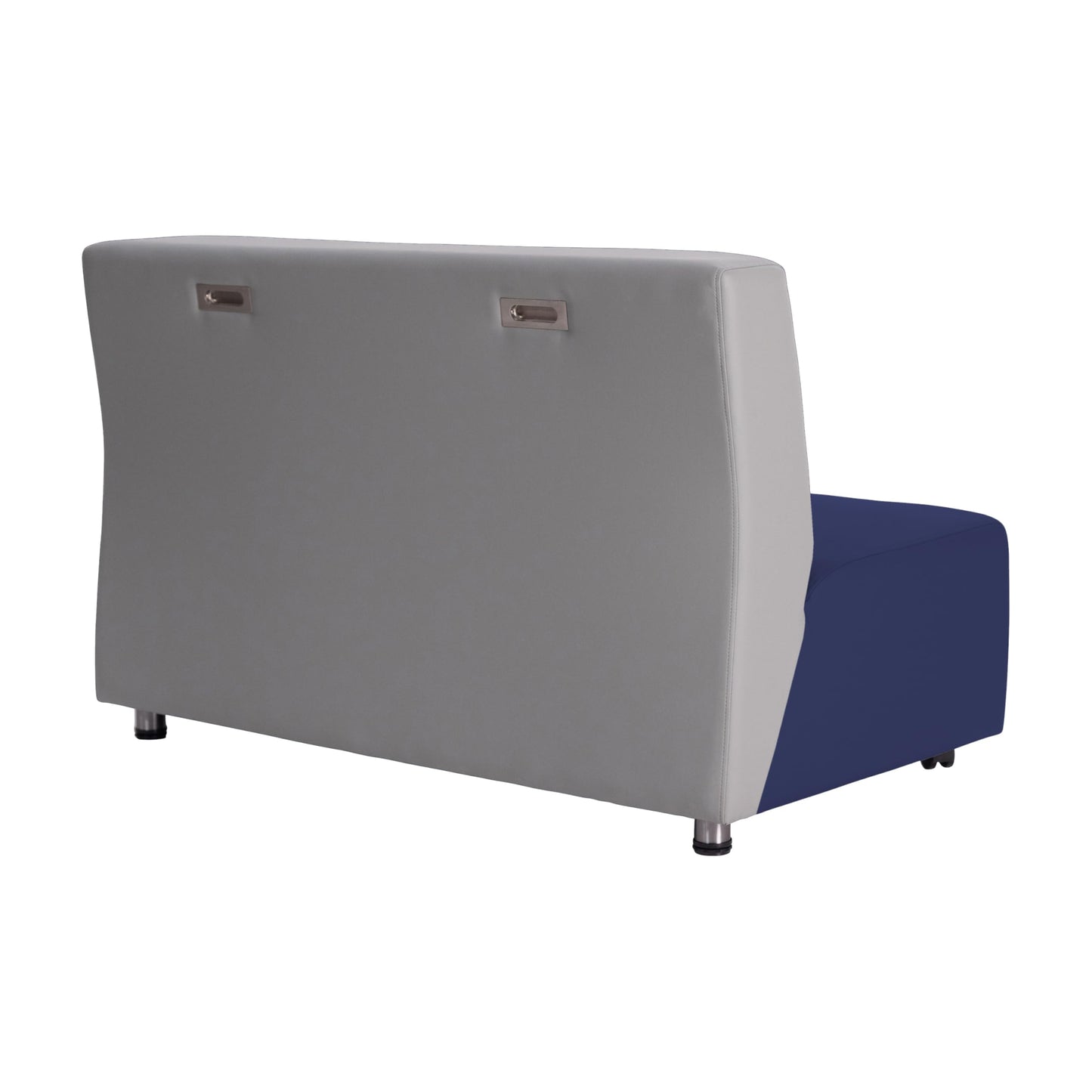 FDP Pro Series Upholstered Armless Mobile Sofa with Locking Casters for Portability Commercial Seating for Hotel Lobby, Office, Restaurant, Waiting Room, Home - Navy/Gray