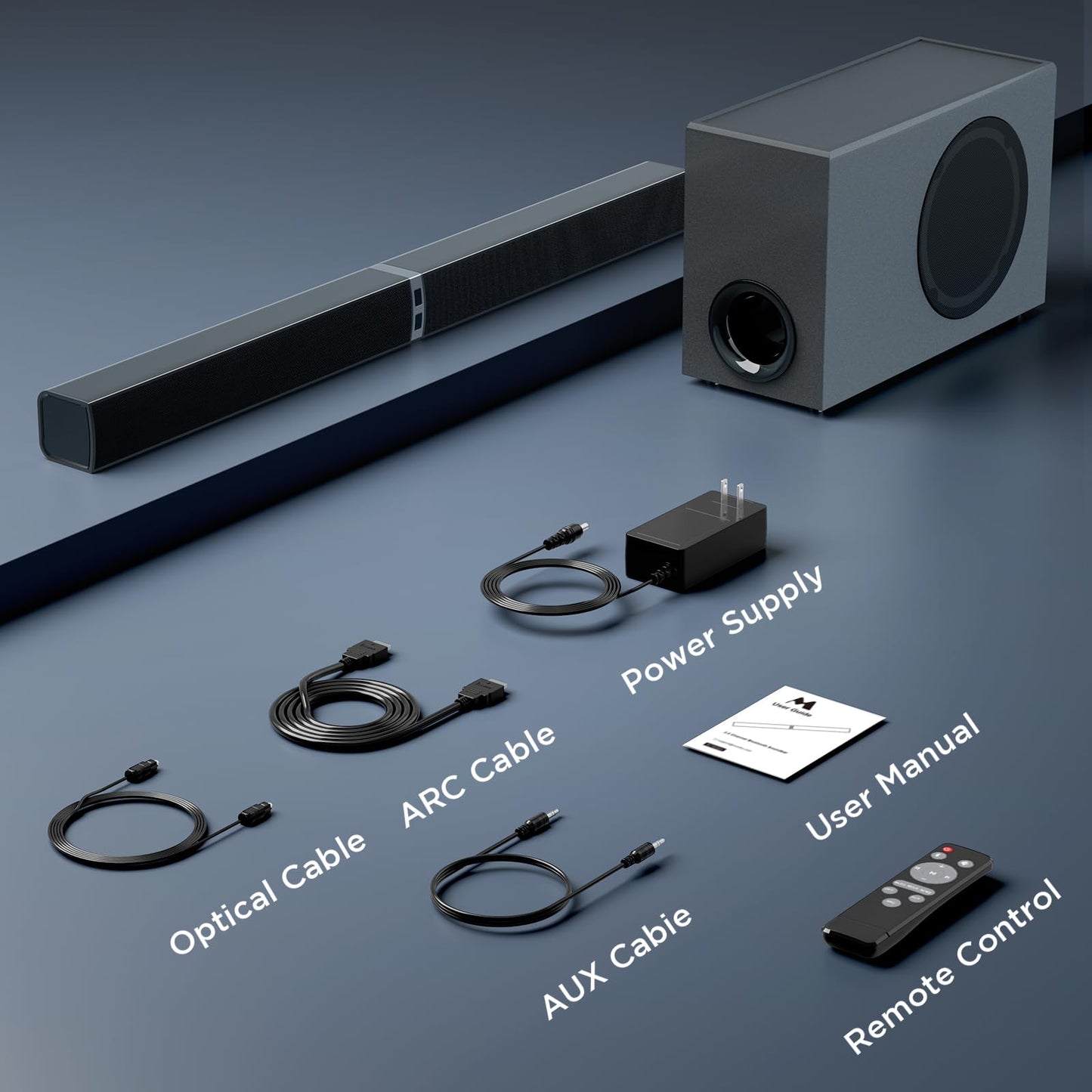 MZEIBO Sound Bar with Subwoofer,120W Soundbar for Smart TV Surround Sound Home Theater System Bluetooth 5.3 Audio Compatible with ARC, AUX, Optical
