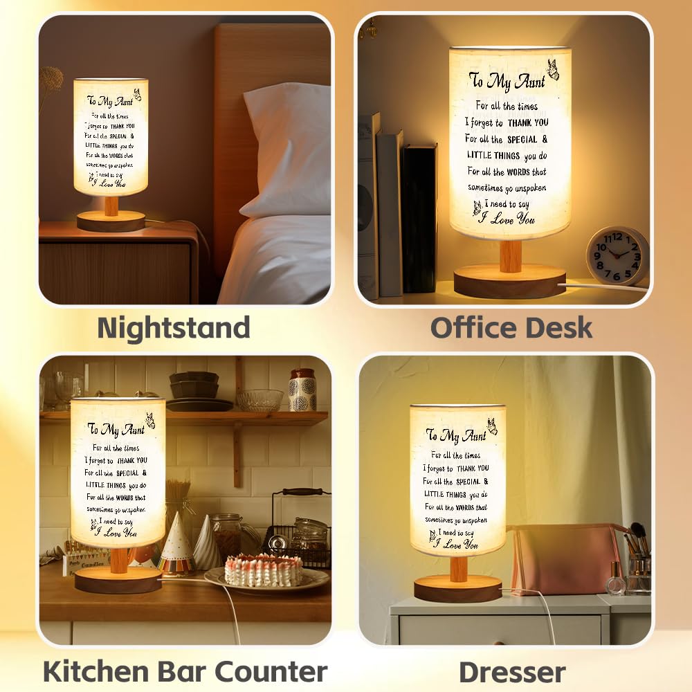 ZuEiiDop Aunt Table Lamp Gifts Auntie Gift Ideas Mothers Day Birthday Gifts for Aunts from Niece Nephew Christmas I Love You Gift for Aunts Aunties Tia Gifts for Women Aunt Bedside Lamp for Bedroom