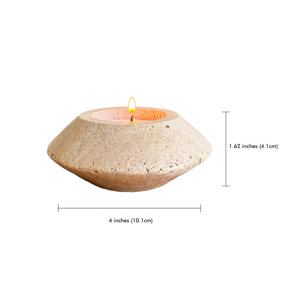 ELEMNTS Travertine Tealight Candle Holder, Decorative Natural Stone Home Decor, Beige