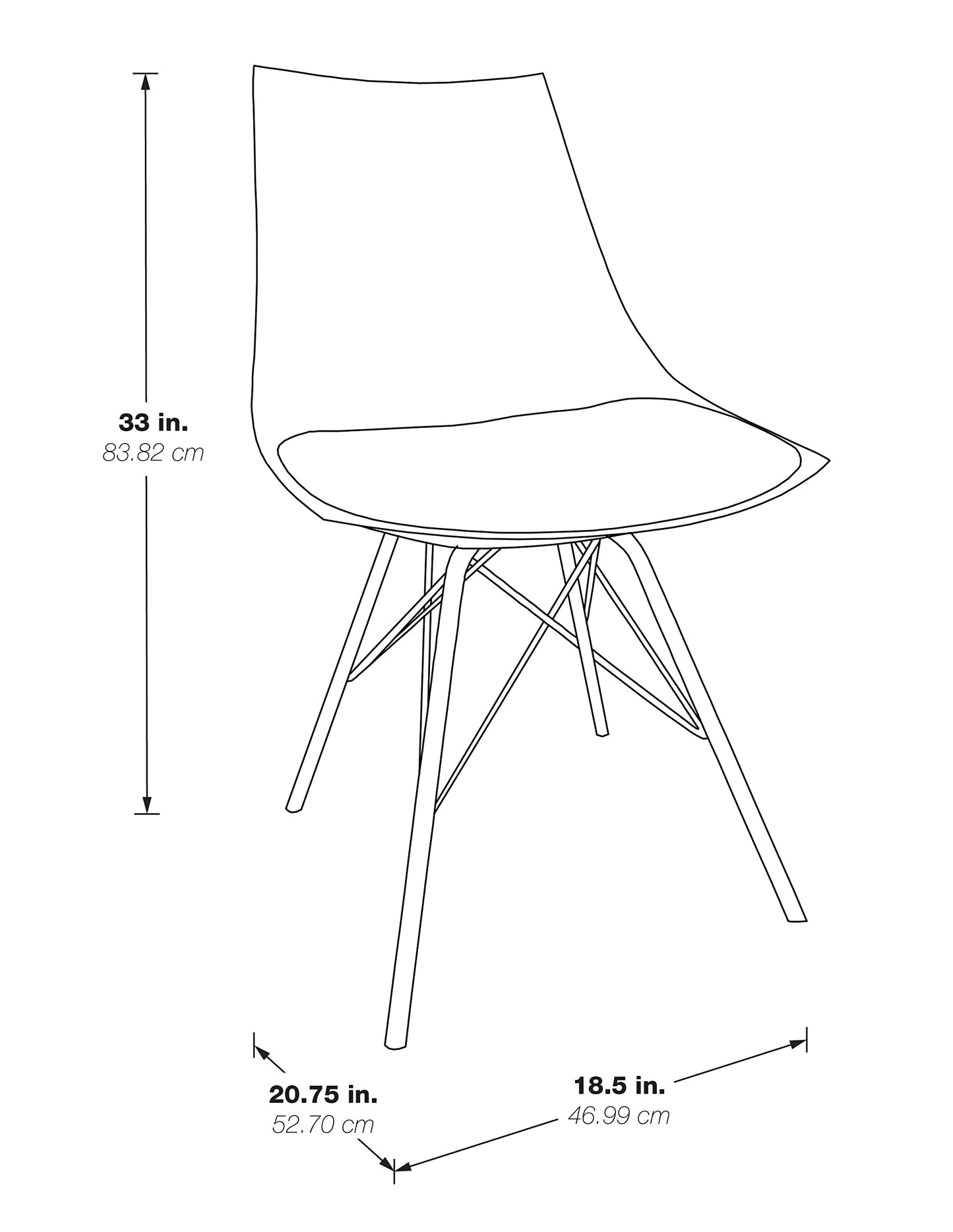 OSP Home Furnishings Oakley Mid-Century Modern Bucket Chair,Faux Leather, Cream