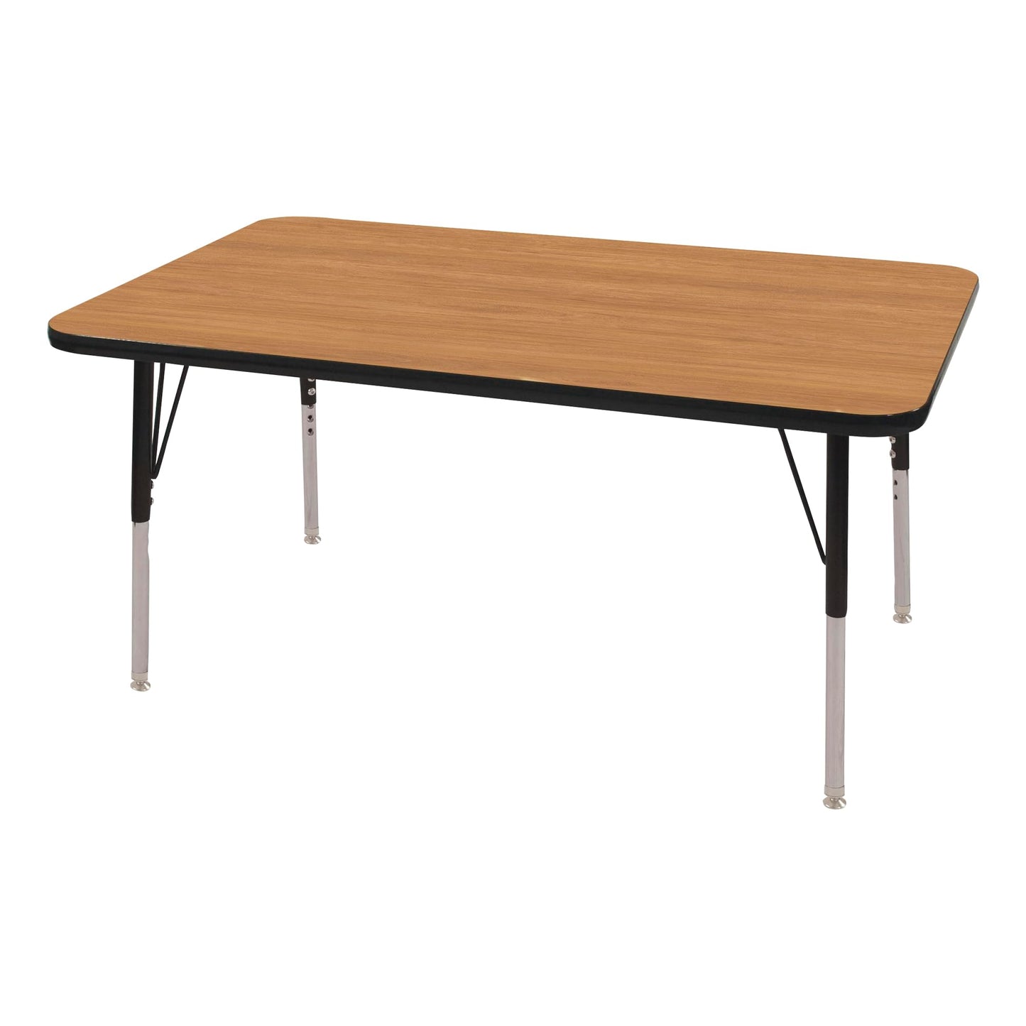 Norwood Commercial Furniture Adjustable Height Classroom Activity Table for Kids & Adults, Rectangular Activity Table for School and Home, Pasadena Oak/Black, 30" W x 48" L