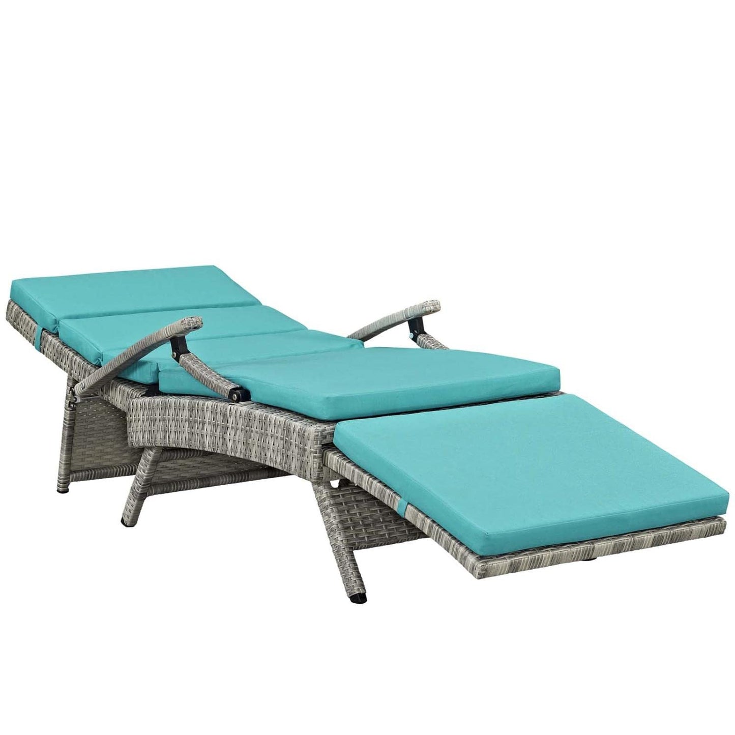 Modway Envisage Outdoor Patio Wicker Rattan Chaise Lounge in Light Gray Turquoise