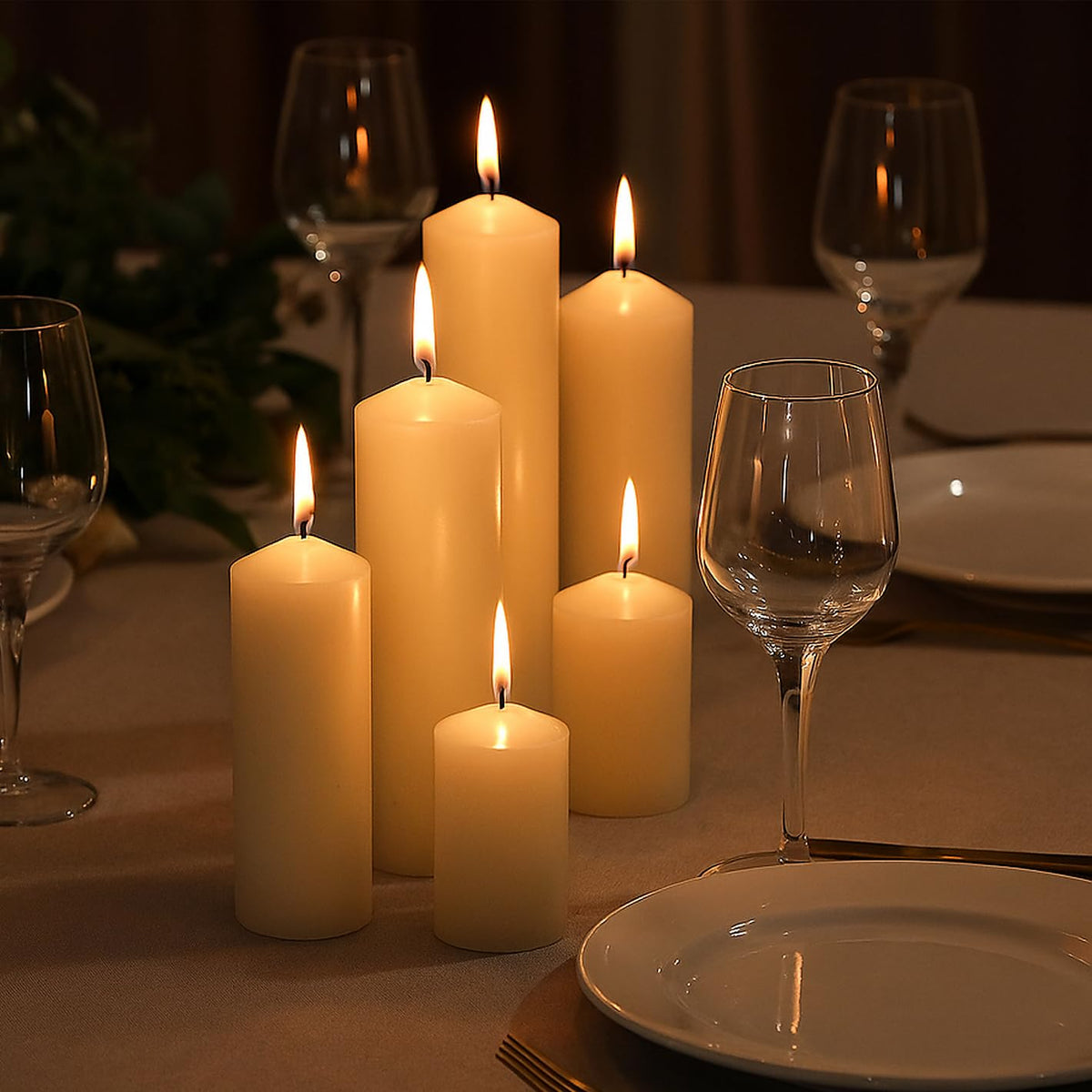 Veiuwa 36 Pack White Pillar Candles Bulk Set, 2x3 2x4 2x6 Inch - 12 Each Size, Dripless Smokeless Clean Burning for Wedding Centerpieces, Home Decor, Church, Romantic Ambiance!