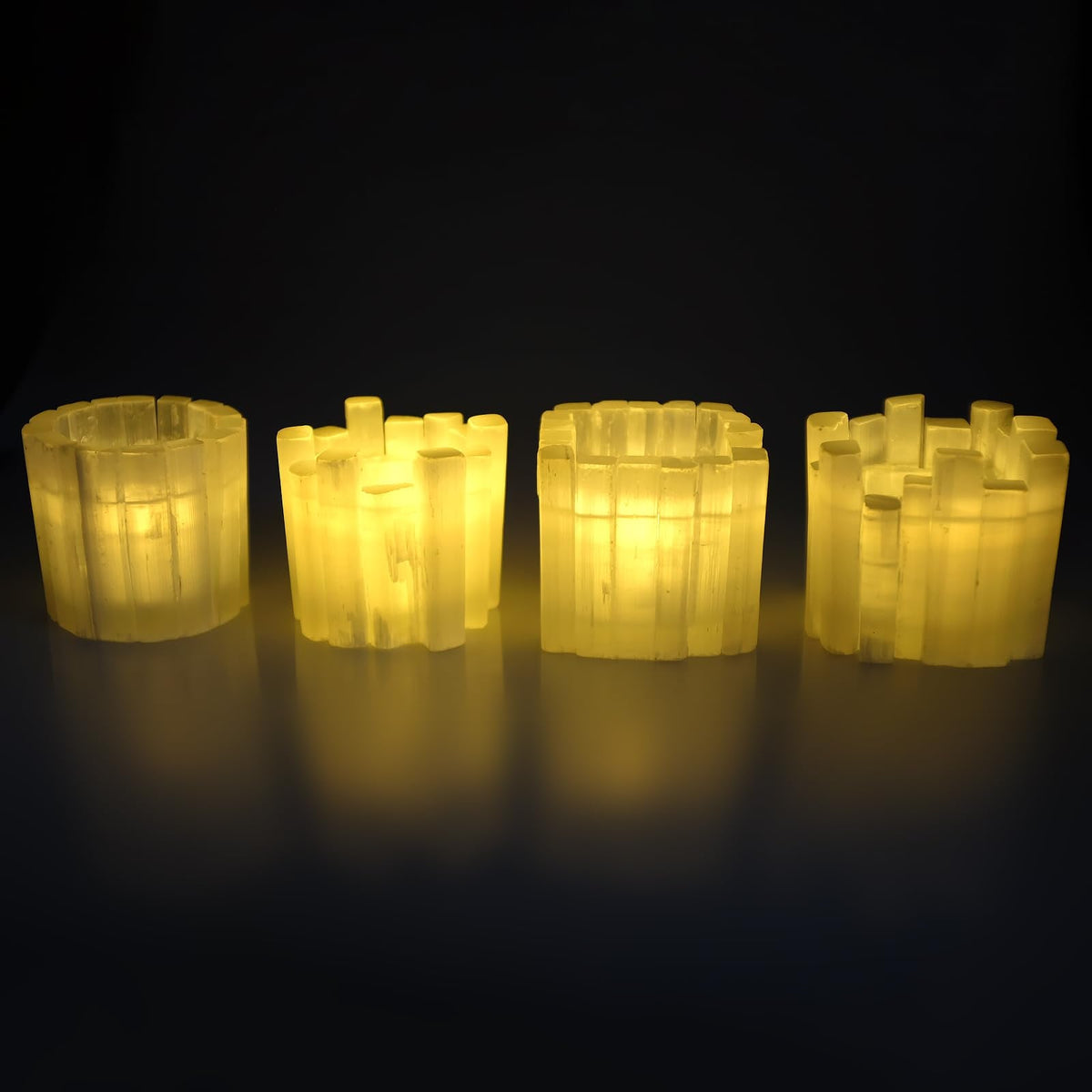 Selenite Candle Holder Natural Cylindrical Tealight Holder