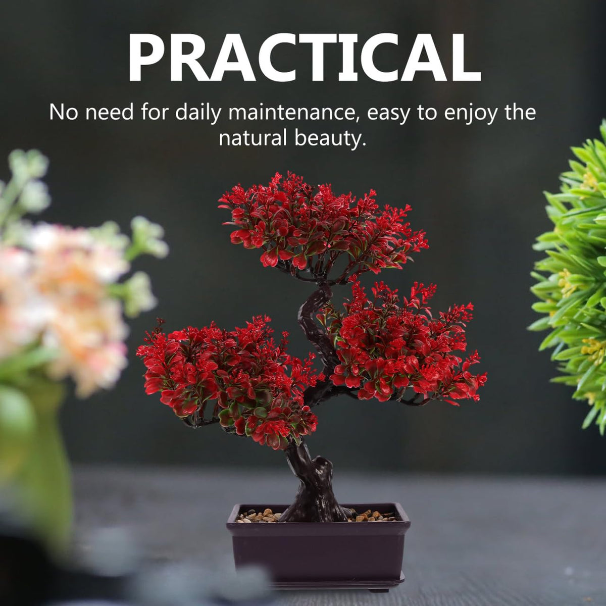 Cabilock Artificial Bonsai Tree Decor, Small Fake Plants Indoor for Home Office Desk, Faux Potted Plant Zen Japanese Trees for Men Living Room Shelf Decorations