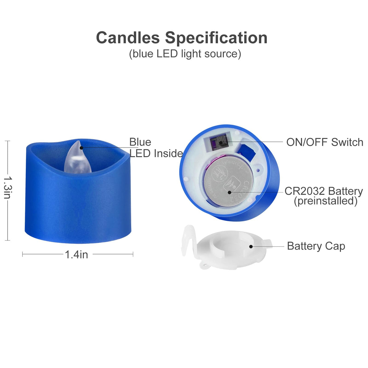 Windshell Blue Flickering Flame Tealight Candles with Auto 6H Timer (No Remote), Battery Operated LED Flameless Tea Lights, for Halloween Christmas Party, 12 Pack