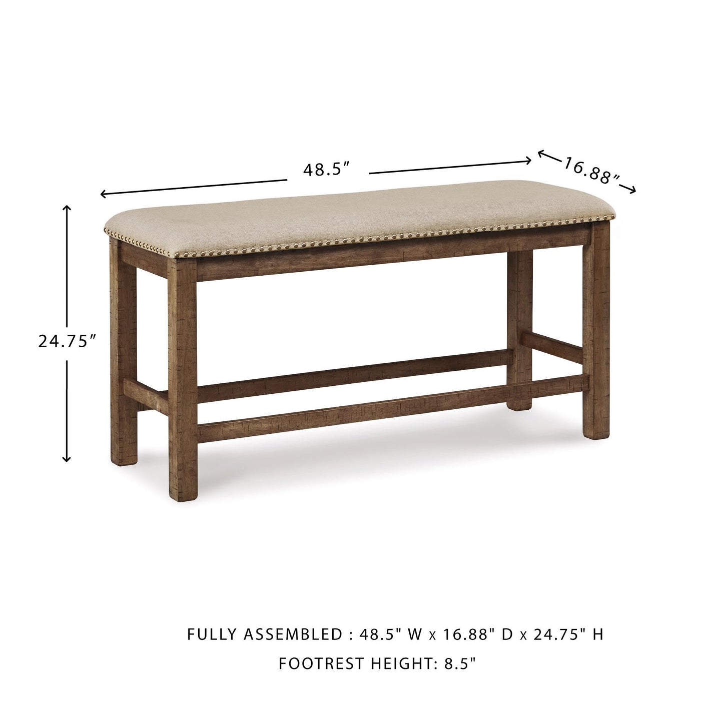 Signature Design by Ashley Morriville Counter Height Upholstered Dining Room Bench, Brown