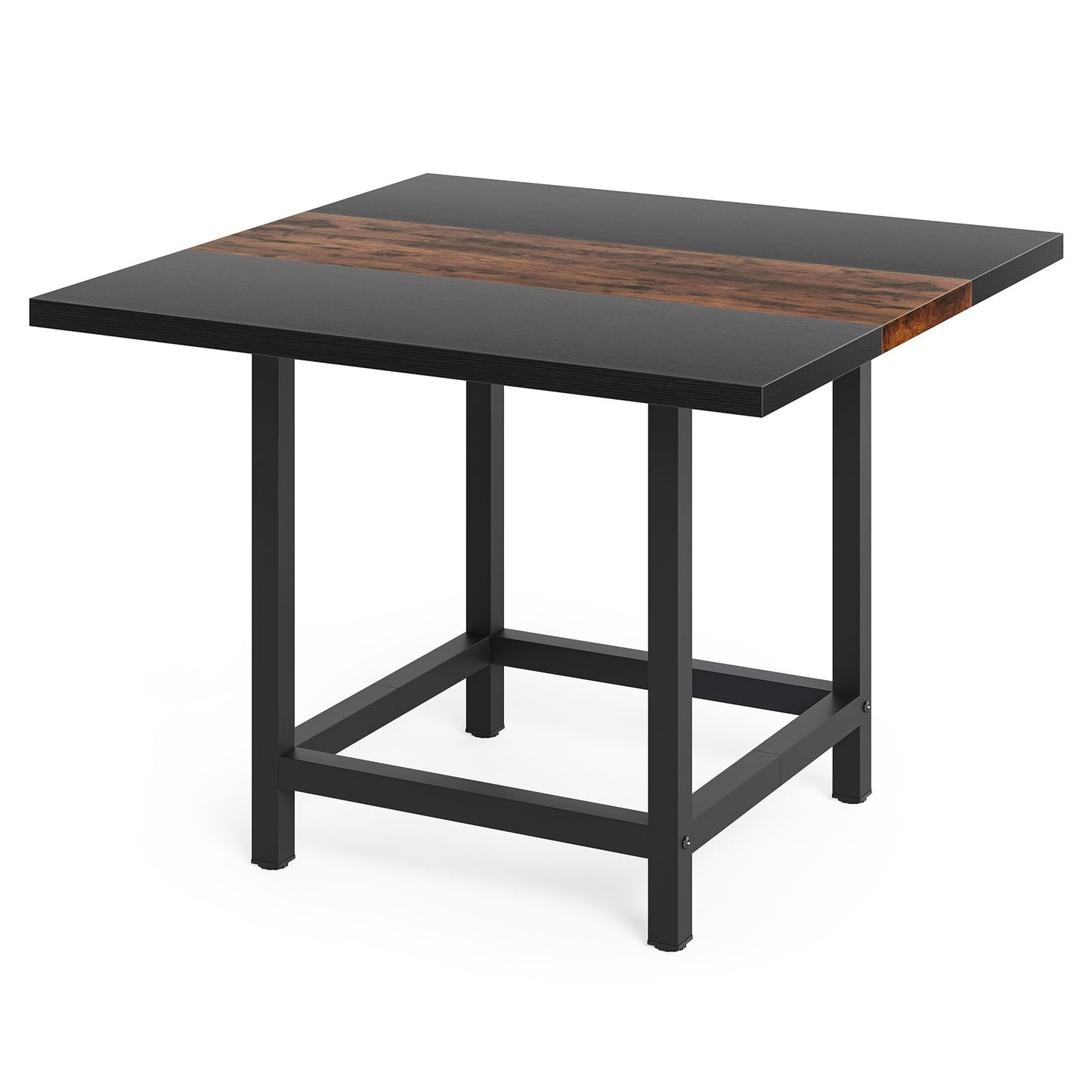 LITTLE TREE 39.4"x 39.4"x29.5 “ inches Rustic Wooden Square Dining Kitchen Table for Small Space