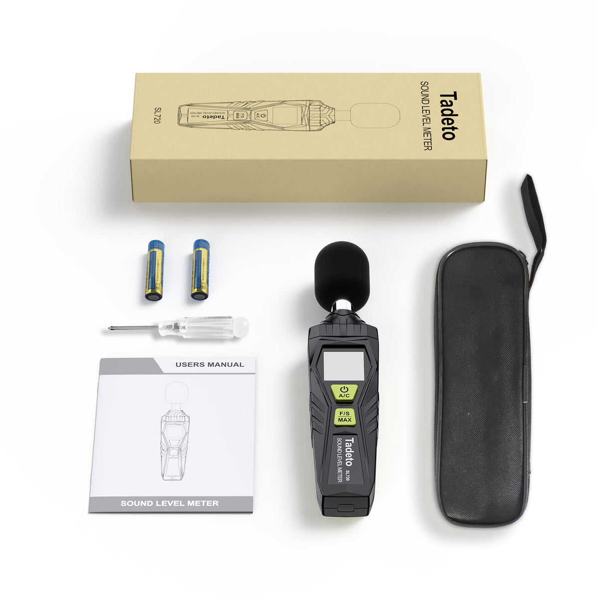 Decibel Meter, Tadeto Digital Sound Level Meter Portable SPL Meter 30dB to 130dB MAX Data Hold with LCD Display Backlight A/C Weighted for Home Factories